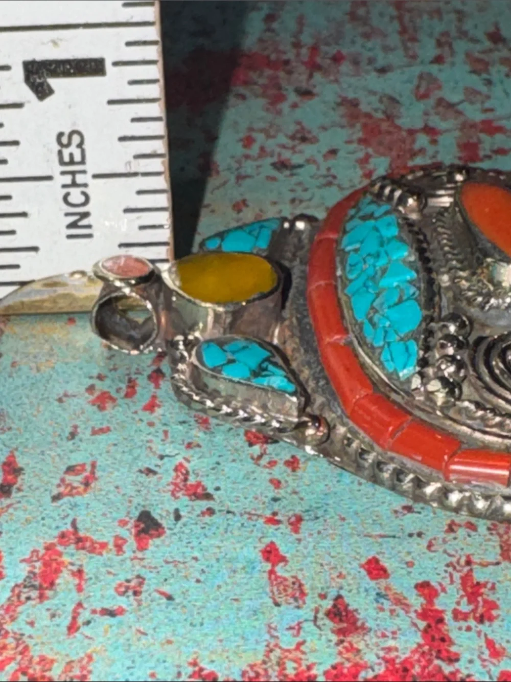 Tibetan Turquoise & Coral Pendant